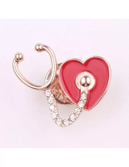 Brosa zirconiu model stetoscop cu inimioara