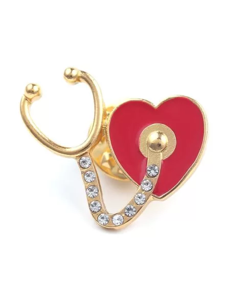 Brosa zirconiu model stetoscop cu inimioara