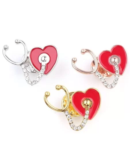 Brosa zirconiu model stetoscop cu inimioara