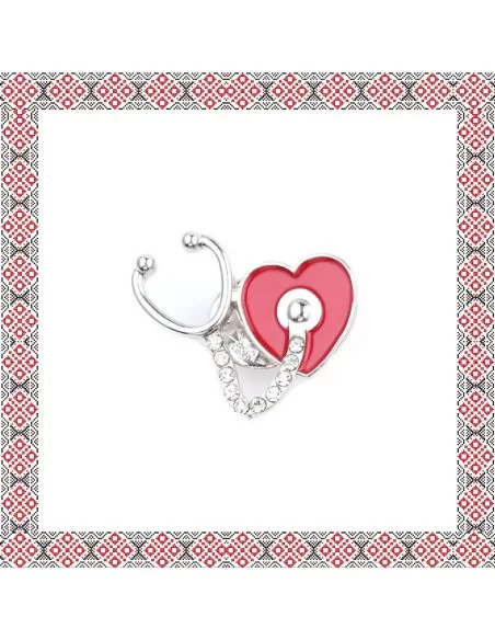 Brosa zirconiu model stetoscop cu inimioara