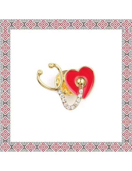 Brosa zirconiu model stetoscop cu inimioara