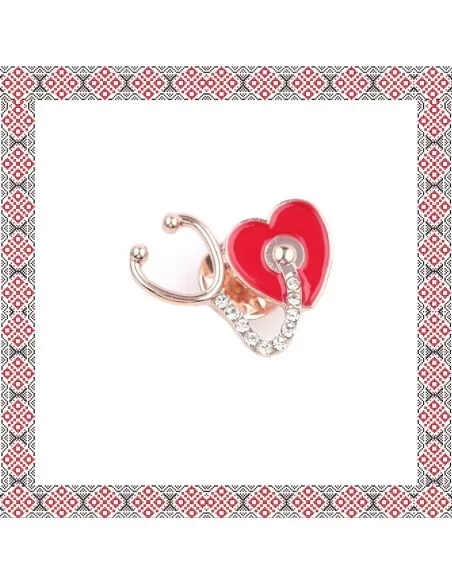 Brosa zirconiu model stetoscop cu inimioara